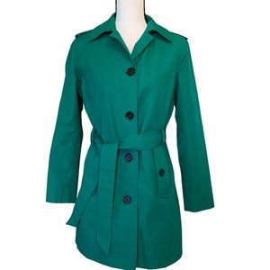 Lands End Kelly Green 3/4 Length Trench/Rain Coat